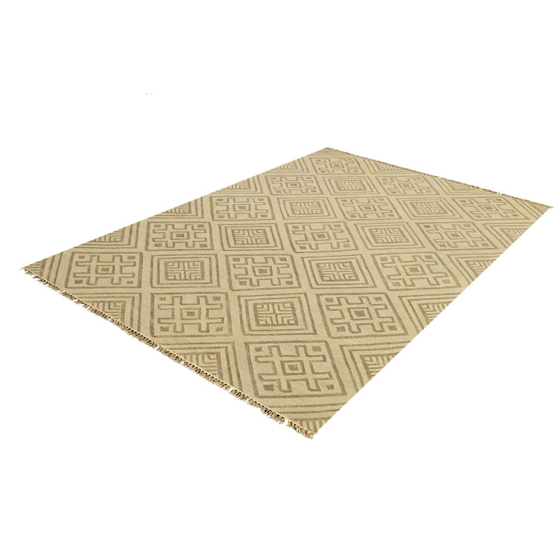Geometric Wool Hand Woven Area Rug, Rectangle 140 x 200cm