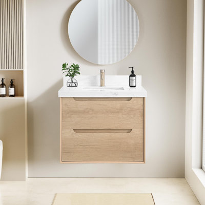 Meuble-lavabo mural avec lavabo et 2 tiroirs