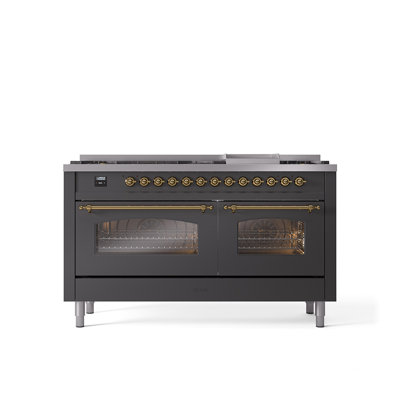 ILVE Nostalgie II 60 Dual Fuel Range, 9 Burners, Griddle