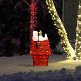 ProductWorks Peanuts 32 Inch Snoopy & Woodstock Doghouse Pre Lit Yard Decoration