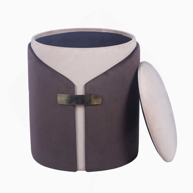 Repose-pieds deux tons avec rangement ou tabouret de coiffeuse, brun