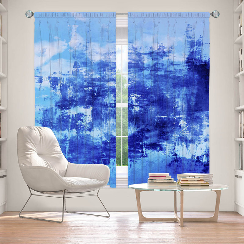 Rideau en polyester, L 40 po x L 52 po, Bleu