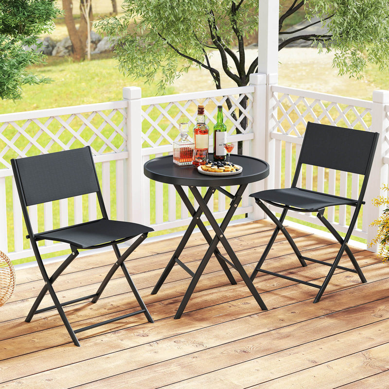 Ensemble bistro 3 pièces avec table basse en verre trempé et 2 chaises de patio