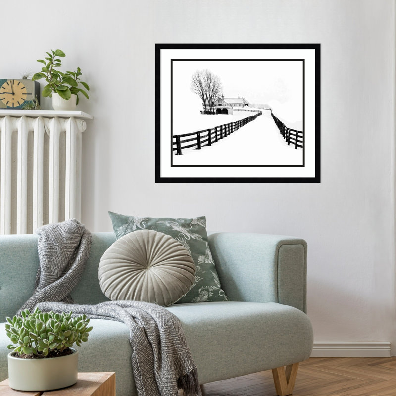 «Winter Horse Barn» par Jasmine Wood, reproduction d'art encadrée, H 21 po x l 25 po