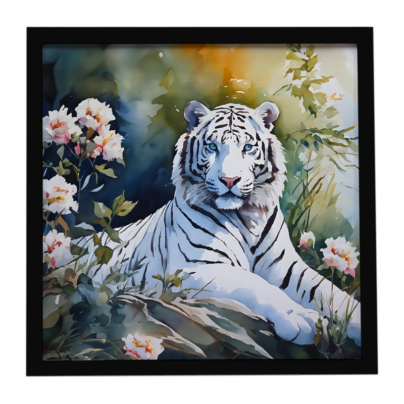 White Tiger Framed Metal Print