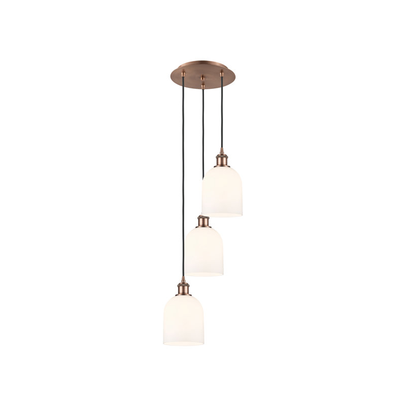 Odaniel 3 - Light Cluster Pendant, Antique Copper, Gloss White