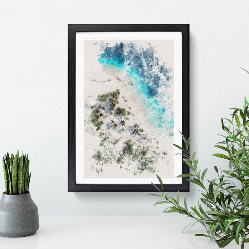 Beach in Caracas Venezuela - Framed Print, 63cm H x 45cm W x 2cm D, Black Framed