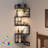 5-Tier Floating Corner Shelf With Light, Metal Wall-Mounted Corner Shelves, Black