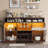 54" Bar Cabinet with LED Lights, Wine Rack and Adjustable Shelves for Dining Room-1246497485-1260063081
