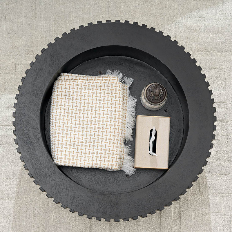 Table basse ronde en MDF avec rangement, Noir