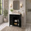 Meuble-lavabo moderne de 24 po avec lavabo en céramique, poignées en métal, porte à fermeture en douceur, support de rangement, finition de surface peinte, noir-2106431973