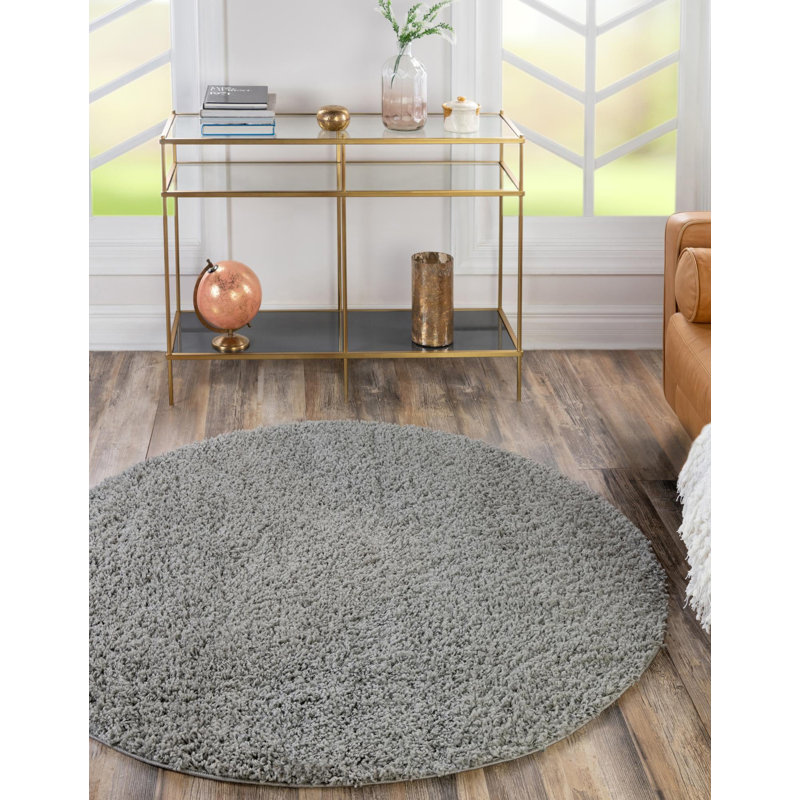 Tapis Santosha à poils longs, Rond 6 pi 1 po, Sapphire Blue