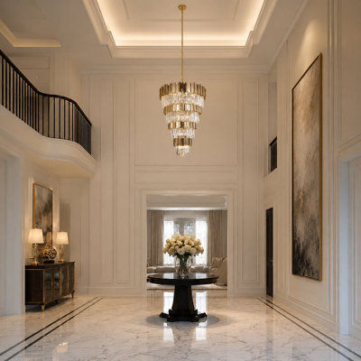 Transitional 42 Light 4 Tier Gold Crystal Chandelier