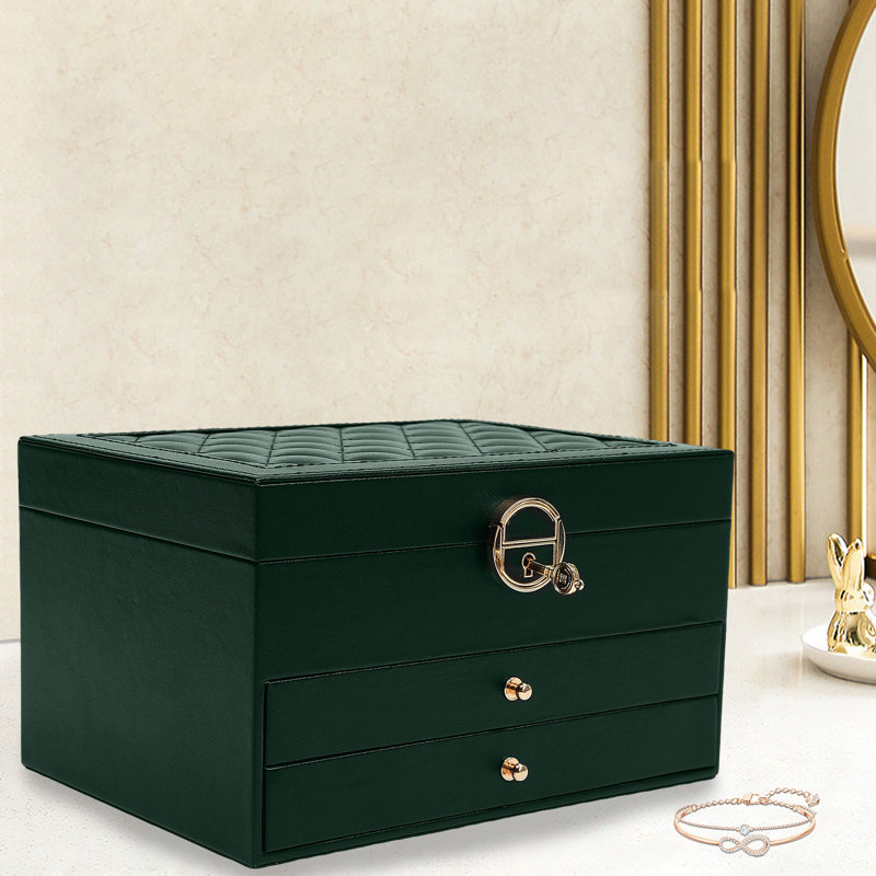 3-layer Jewelry Watch Organizer Box, Green