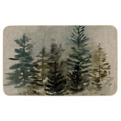 Millwood Pines Tree Line Mist Indoor/Outdoor Natural Linen Look Floor Mat