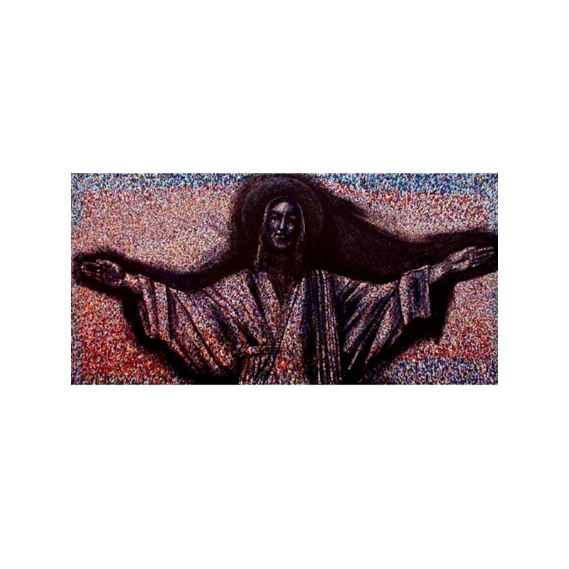 «Jesus», peinture acrylique par Ghanshyam Gupta - 27 po x 33 po, acrylique contemporaine sur toile, art mural spirituel et chrétien