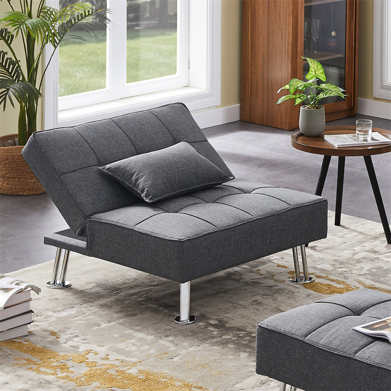 Méridienne et repose-pieds 33,86 po, Gris