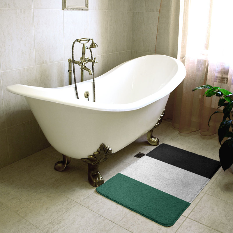 Tapis pour salle de bain Tennessee, l 21 po x L 34 po, Pin / blanc cassé / noir