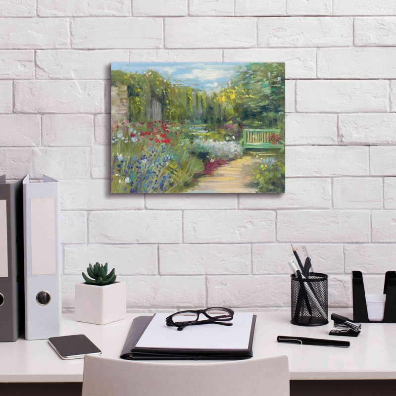 «Aaronisha Garden Bench on Canvas» par Carol Rowan, reproduction, H 12 po x l 16 po x P 0,75 po