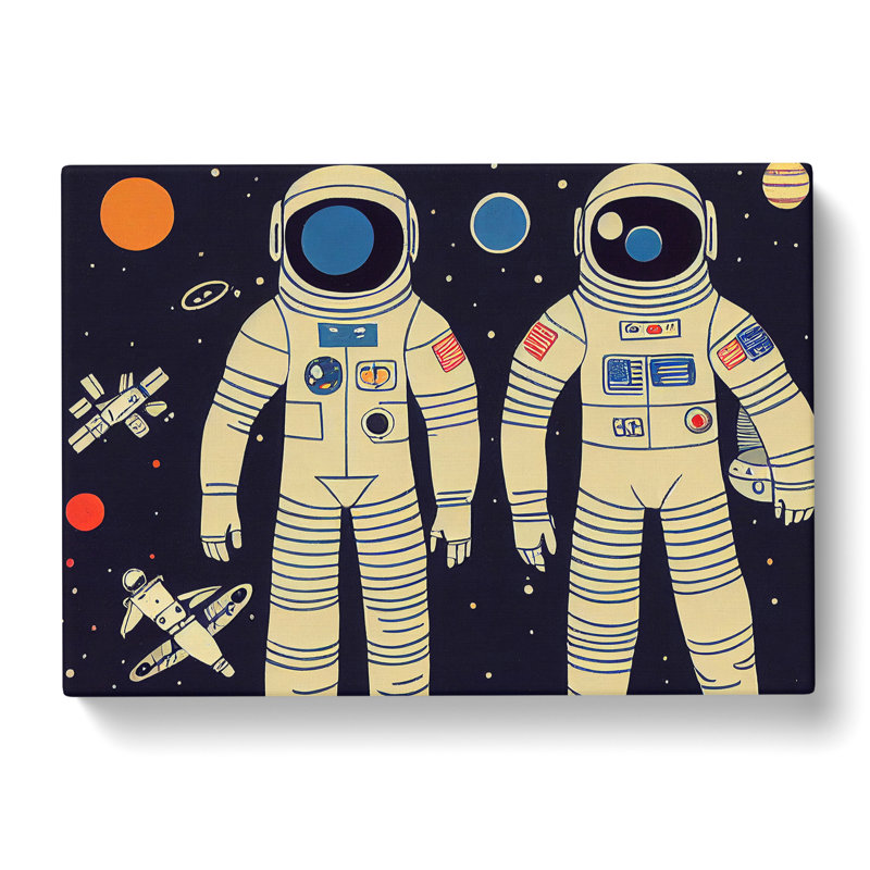Two Retro Astronauts Vol.4 - Wrapped Canvas, 35cm H x 50cm W x 3cm D