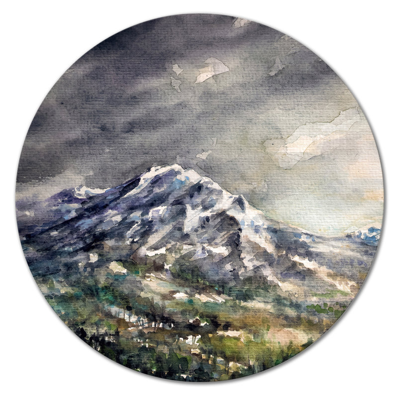 Paysage de montagne sous le ciel nocturne - peinture sur métal sans cadre