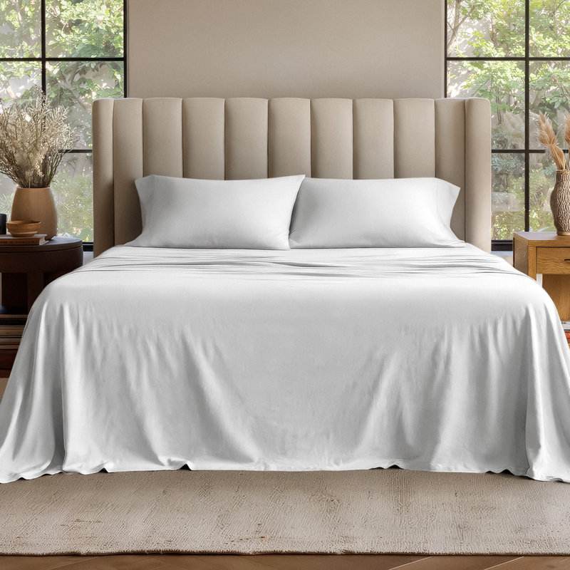Ensemble de draps en coton biologique Ivy Union, Ensemble de draps pour grand lit + un drap-housse , Blanc