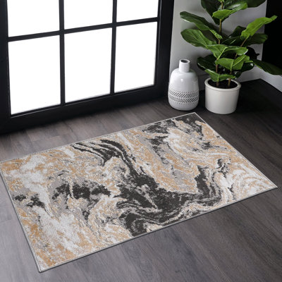 Tapis tissé 2 x 3 gris, teint, sans perte de poils, qui convient au salon, à la chambre à coucher et à la salle à manger