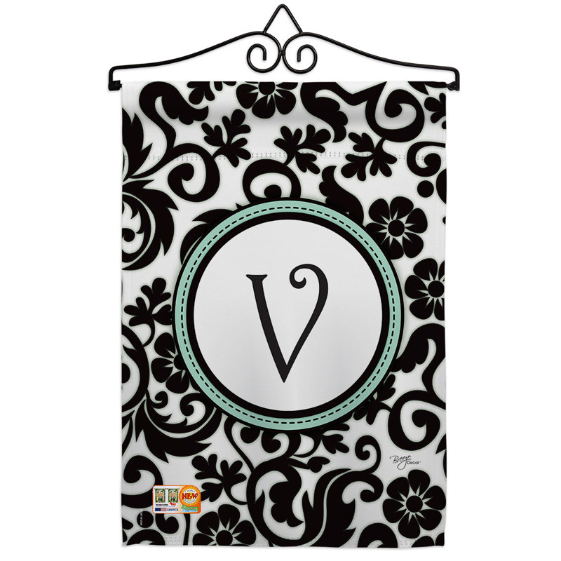 Damas initial en polyester 2 faces 19 x 13 po ensemble de drapeaux, V