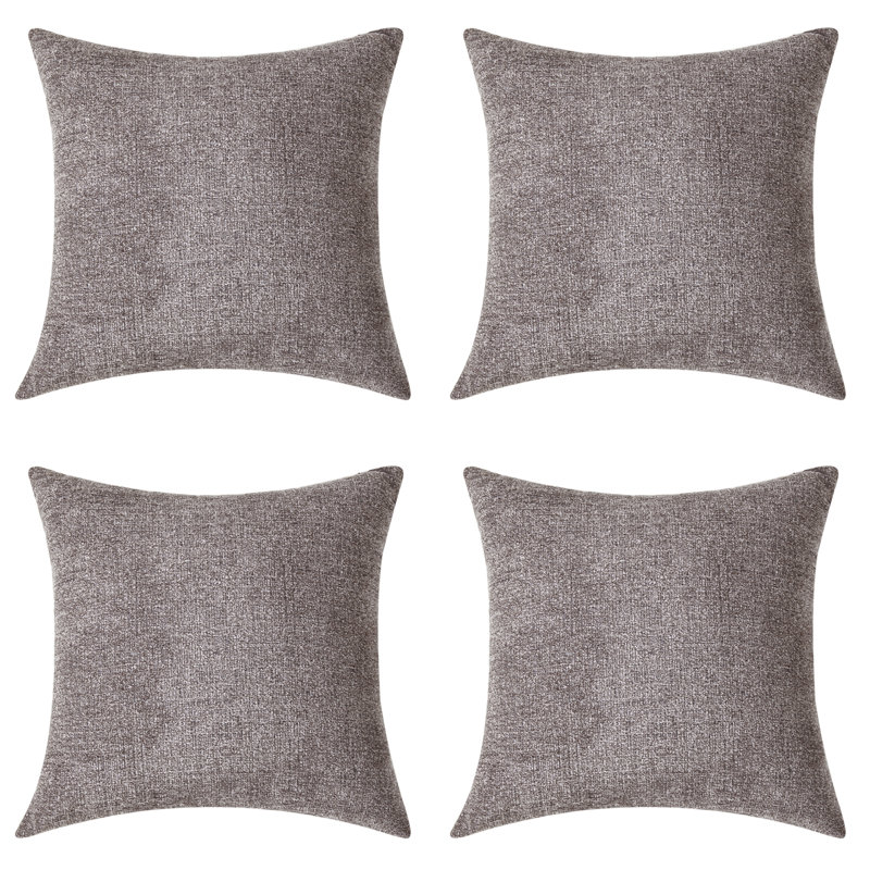 Housse de coussin en chenille 18 po, H 18 po x l 18 po x P 1 po, Café, Housse de coussin seulement - sans coussin