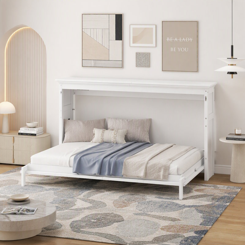 Lit escamotable avec rangement Murphy, Lit simple, Blanc