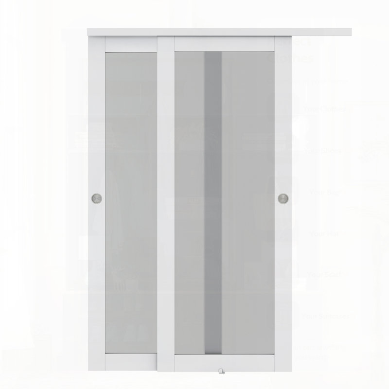 Portes coulissantes en verre trempé givré à double dérivation avec trousse de quincaillerie facile à installer
