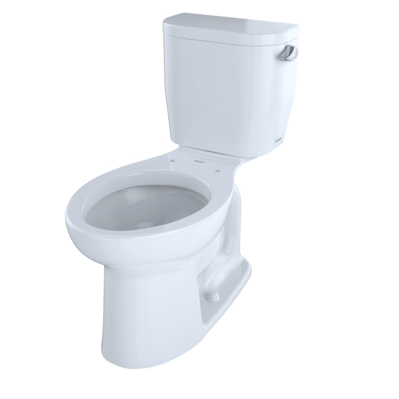 TOTO® Entrada™ Two-Piece Elongated 1.28 GPF Universal Height Toilet with Right-Hand Trip Lever, Cotton White, Cotton White