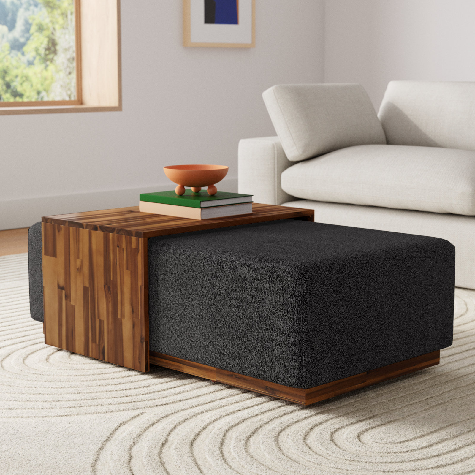 Dakota Solid Wood Coffee Table, Gray