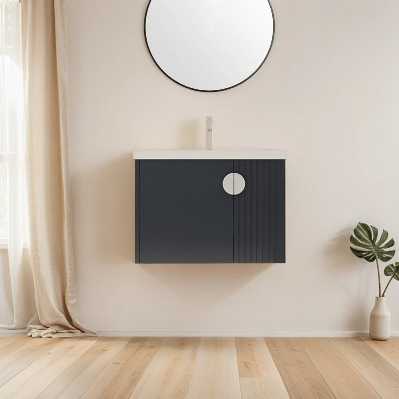 Meuble-lavabo simple 28 po avec comptoir en céramique 28 po, Noir