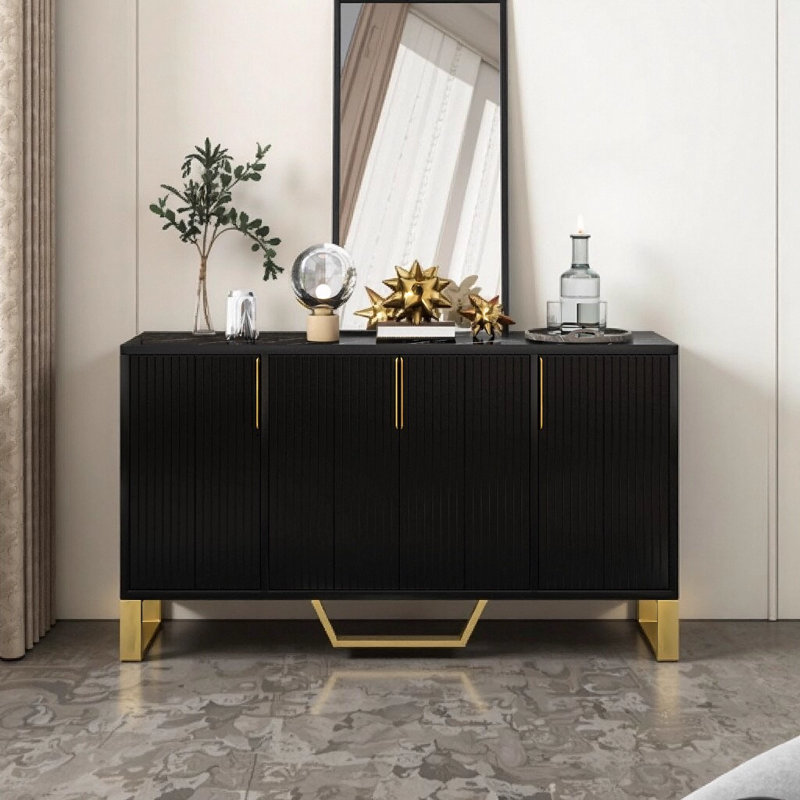 Armoire de rangement, Noir et or