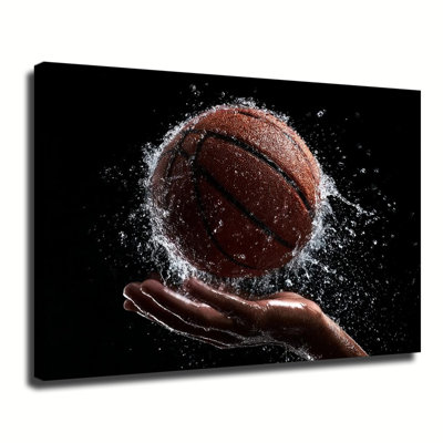 Tableau représentant un match de basketball dans l'eau, grande toile tendue sur châssis pour salon ou chambre.