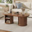 47'' W Oval Coffee Table With Storage, Mid-Century Modern Fluted Centre Table With Round Base-1999582466