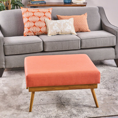 Large Coral Fabric With Rubberwood Frame And Extra Cushioning Mid Century Style Soft Cushion Legs