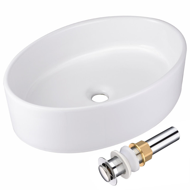 Lavabo de salle de bain vasque ovale blanc
