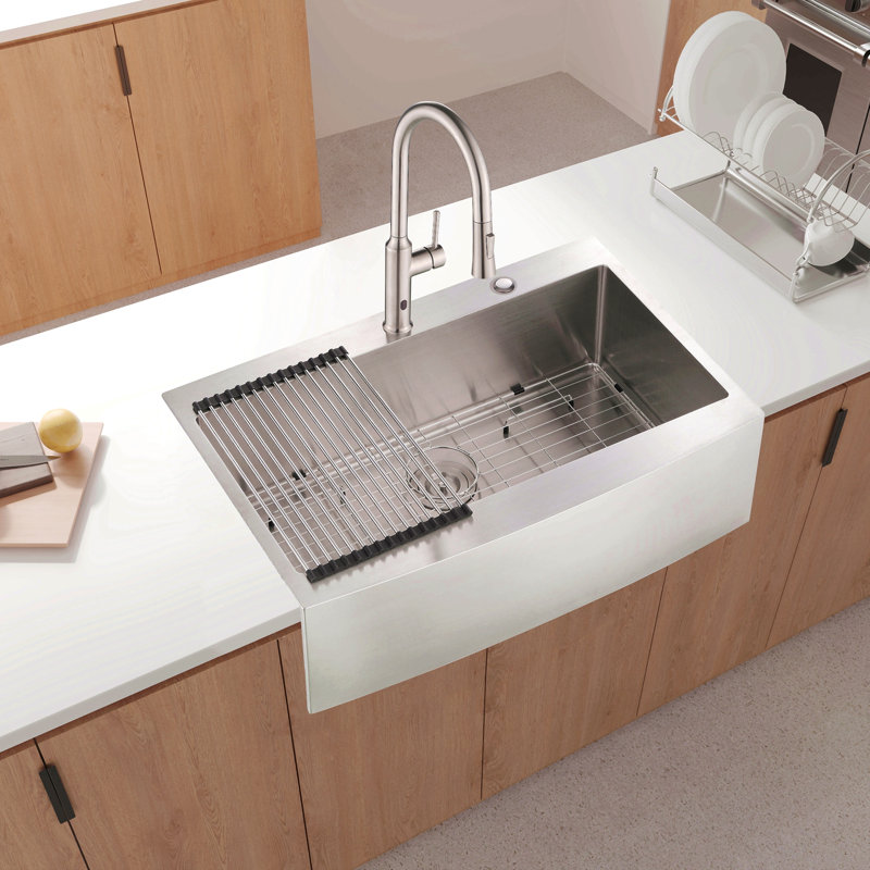 33X22X10"Farmhouse Apron Single Bowl Stainless Steel Kitchen Sink