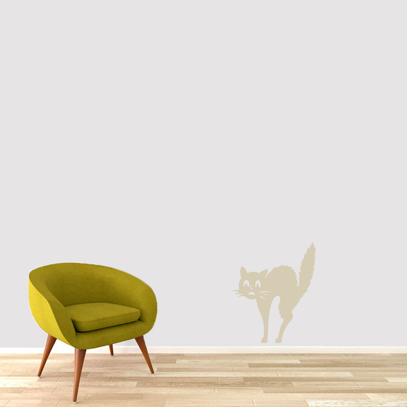 Décalcomanie murale effrayé-chat, Beige clair