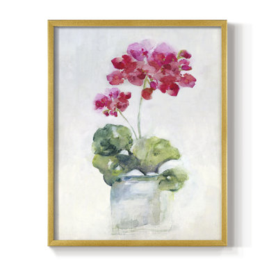 «Soft Geranium II», reproduction encadrée - bois massif