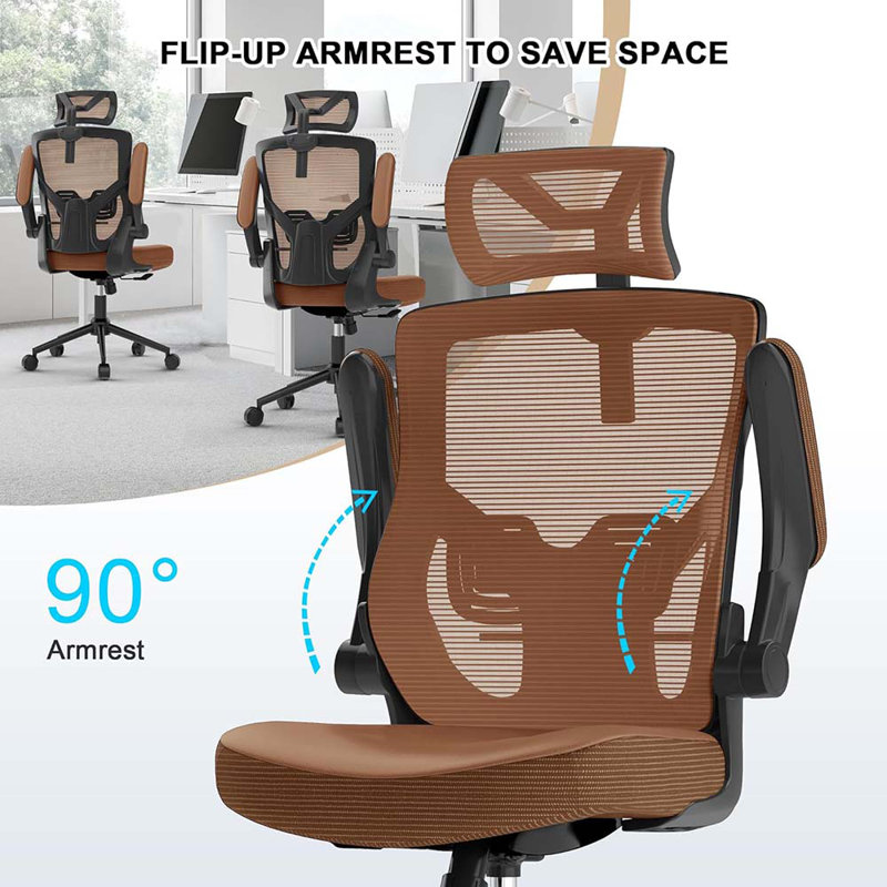 Office Chair With Adjustable Headrest & Lumbar Support - High Back Game Chairs With Flip-Up Arms, 360 Swivel Executive Computer Task Chair 