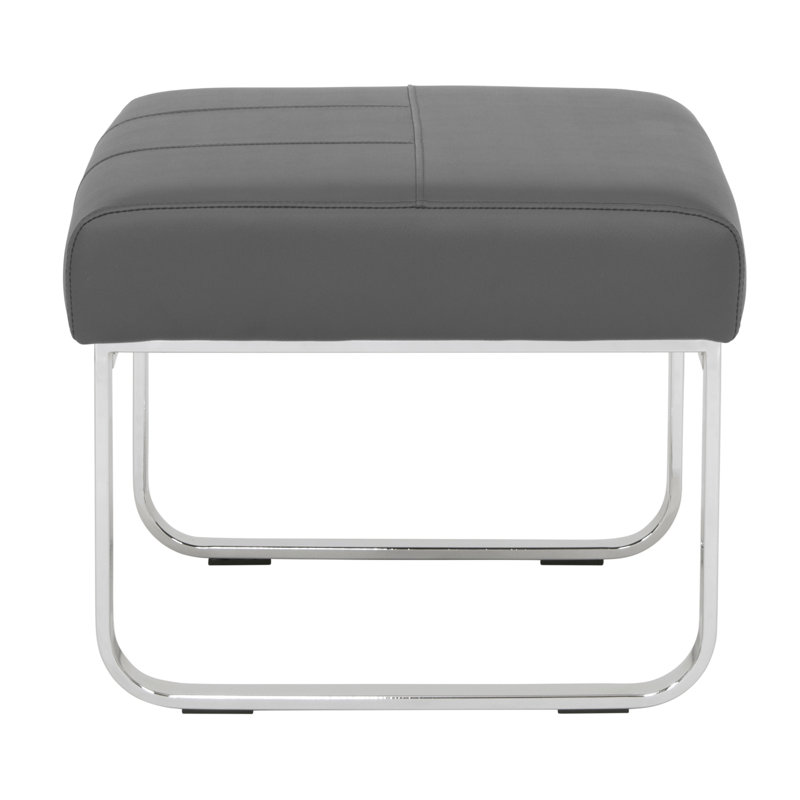 Jaymiah Faux Leather Ottoman, Gray Faux Leather