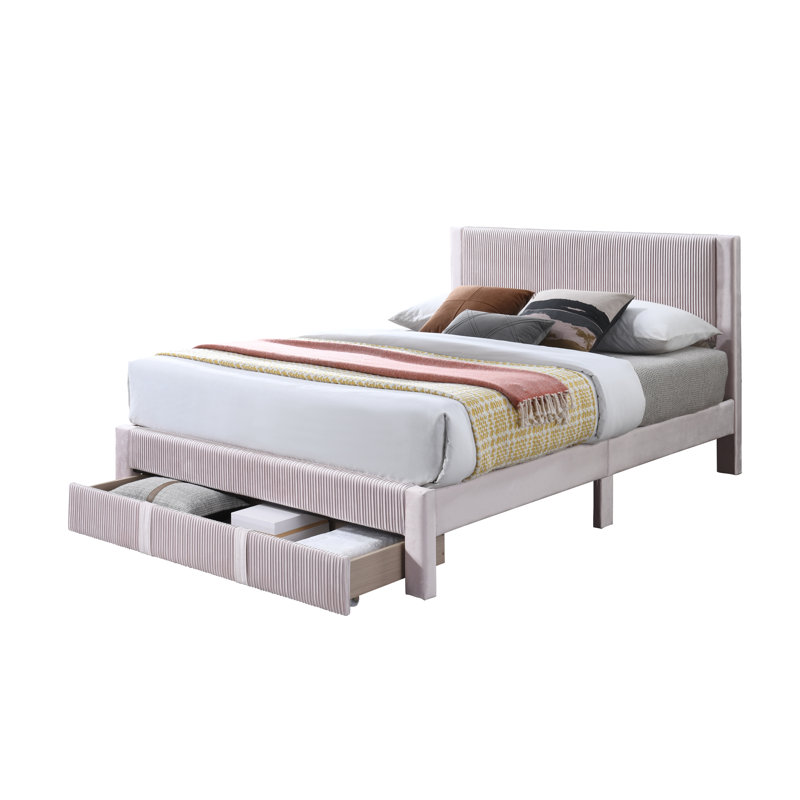 Breeyana Upholstered Platform Storage Bed, Pink, Queen
