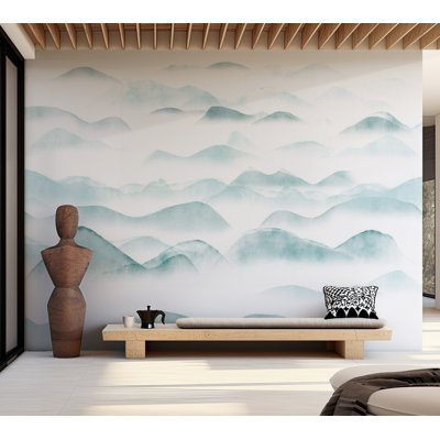 Murale abstraite pelez et collez - Montagnes dans le brouillard