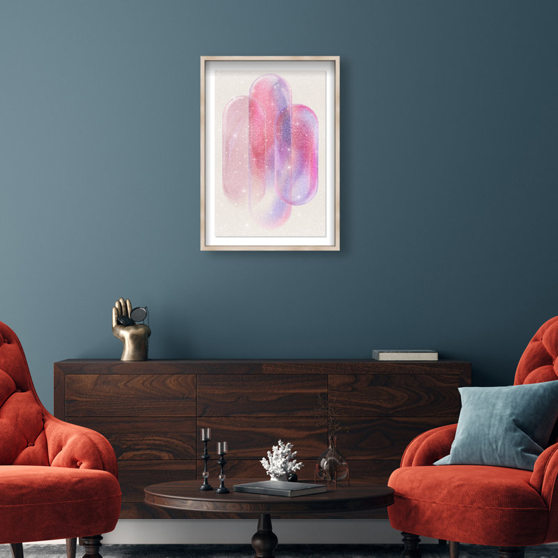 Pink Topaz Gradient Print by Oliver Gal, 16.5"H x 11.5"W, Natural Oak Shadowbox