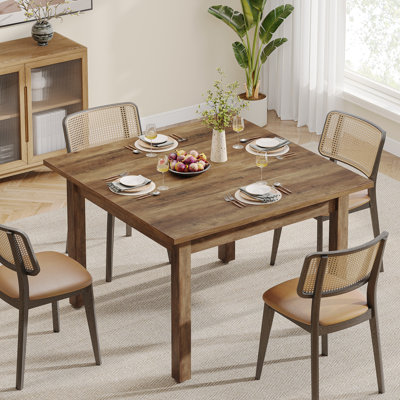 Square Wood Dining Table for 4