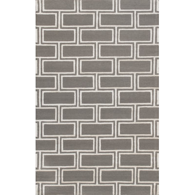 Tapis gris en soie et laine touffetés à la main