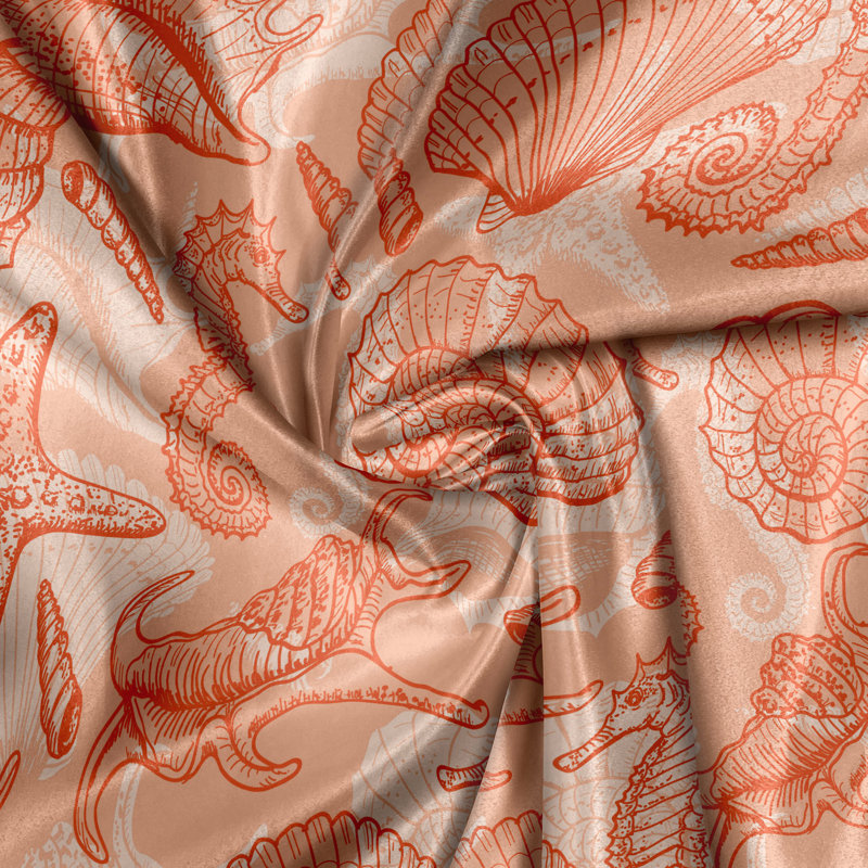 Rustic curtain, scallops and lace murex, burnt sienna pale orange